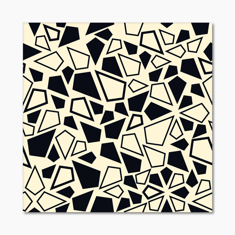 «Black and Yellow Abstract Geometrics», impression sur toile, H 36 po x l 36 po, Toile tendue