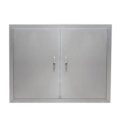 304 Stainless Steel Access Door for Outdoor Kitchen Cabinet, Flush Mount BBQ Island Single & Double Door with Magnetic Closure