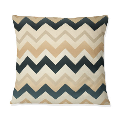 Coussin décoratif en polyester ivoire à motif de chevrons Boho Accents