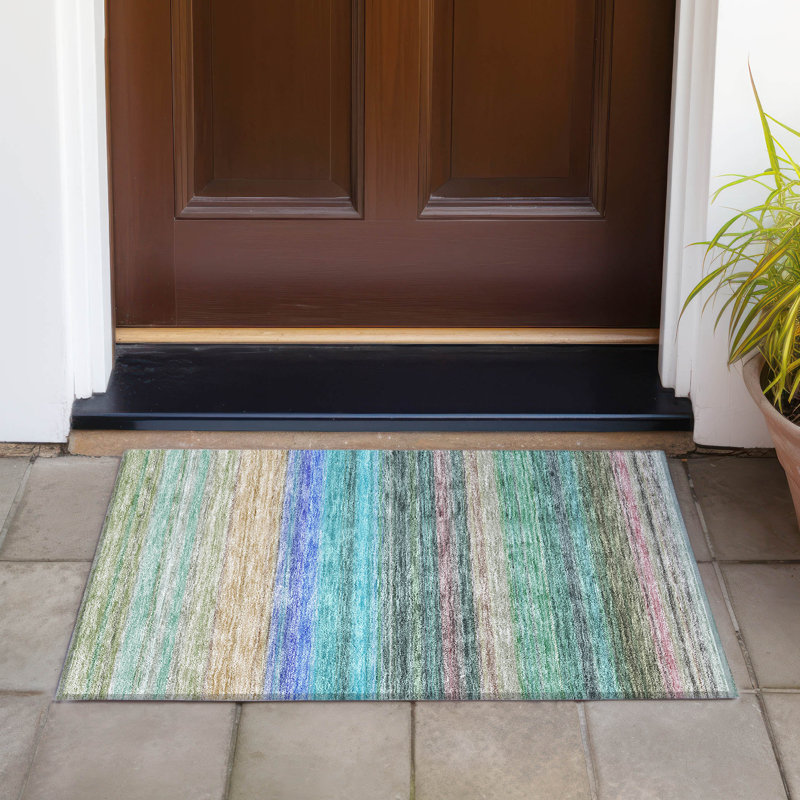 Chayden Washable Striped Indoor / Outdoor Rug, Rectangle 1'8" x 2'6"