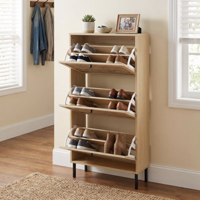 Étagère à chaussures en rotin 3 portes, armoire de rangement pour chaussures moderne autoportante, pour vestibule