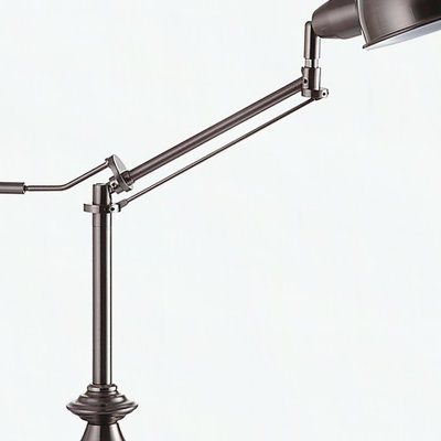 24.5" Tall Metal adjustable Table Lamp with Perch Swing Arm, Silver finish