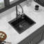 Évier de cuisine en quartz - Évier de cuisine encastré en granite noir 25 x 22 po