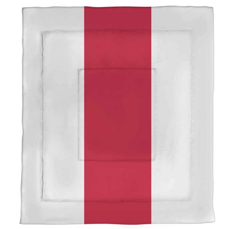 Modern & Contemporary Polyester Percale Striped Comforter, King Comforter, White/Red/White