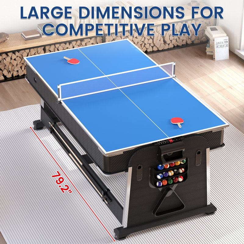 7-Foot 3-In-1 Multi Game Swivel Billiard/Pool Table