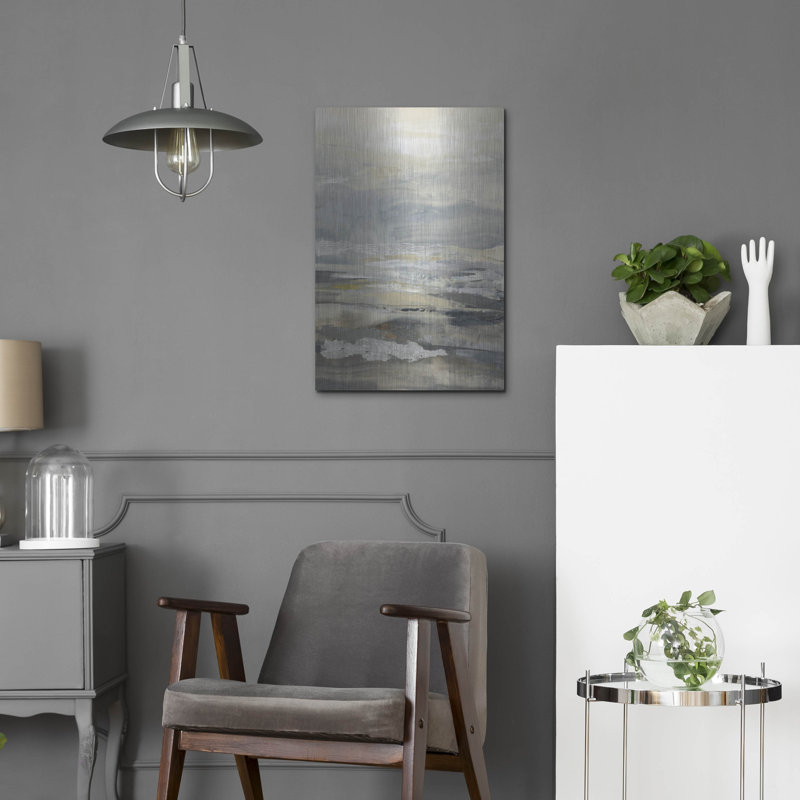  «Silver Sand 2» par Silvia Vassileva, art mural en métal, H 24 po x l 16 po