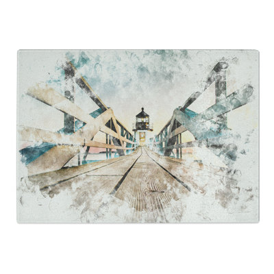 Tempered Glass Lighthouse at the Piers End Chopping Board
