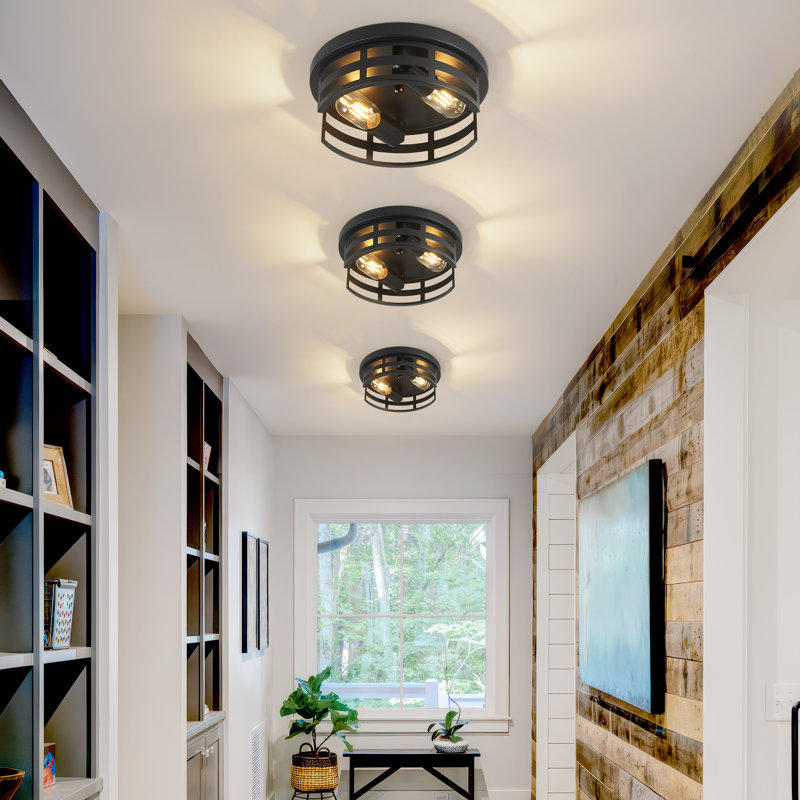 2-Light Black Farmhouse Flush Mount Ceiling Light-2 Pack For Bedroom/Living Room(Matte Black), 2 Lights 