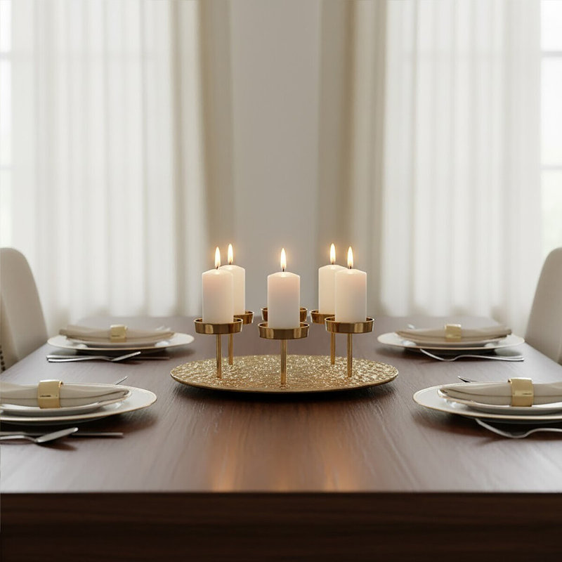 Beric Metal Tabletop Tealight Holder, Gold