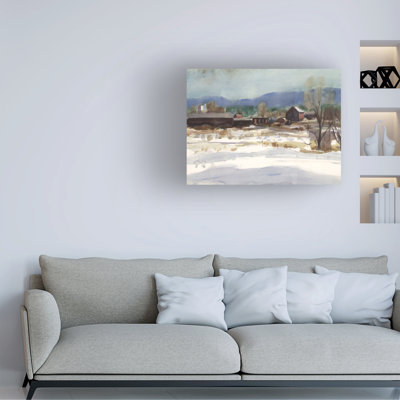 Art mural sur toile tendue - Stephen Calcasola «Winter View of Somers Farm», art mural pour salon, chambre à coucher ou bureau - 18 x 24