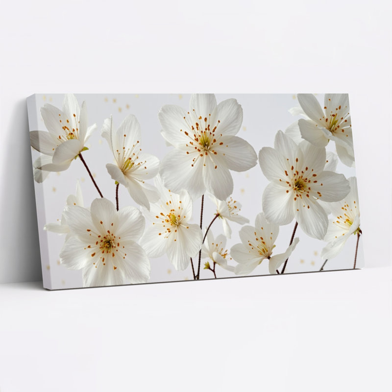 Ensemble de 1 tableau mural sur toile tendue à motif floral de fleurs de cerisier, H 12 po x l 36 po