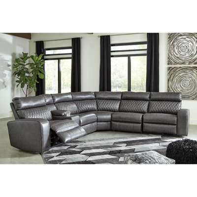 Jandrain Faux Leather Power Reclining L-Shaped Sectional Symmetrical