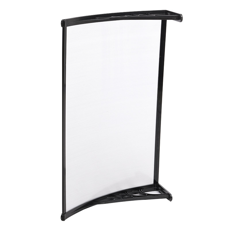 Garden Sanctuary Plastic Cover Retractable Door / Window Awning, 28cm H x 150cm W x 100cm D, Clear/Black