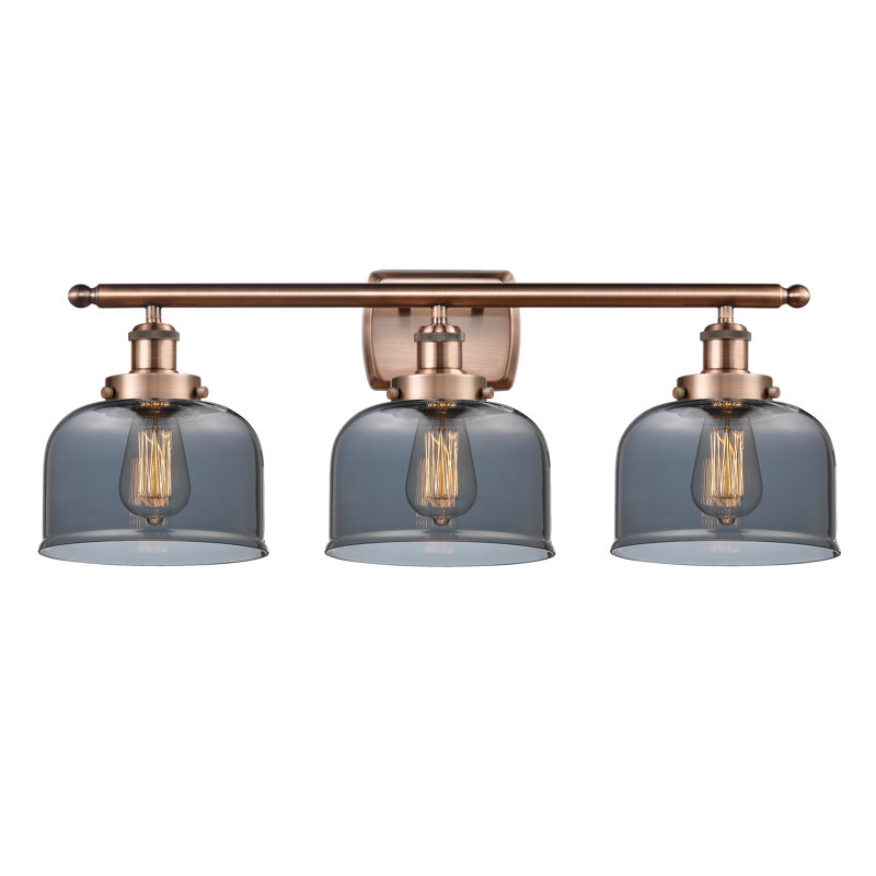 Éclairage pour salle de bain à 3 lumières 28 po Ballston Urban Bell, DEL, Cuivre antique, Plaqué couleur fumée