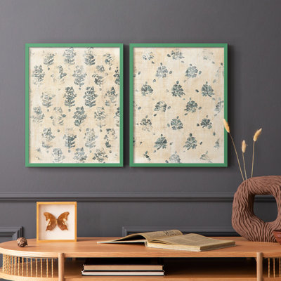 Vintage Blockprint I-Premium Framed Print -Ready to Hang - No Nails Required - No Nails Required