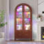 Freestanding Arch Display Cabinet with RGB Lights and Motion Sensor, Large Capacity Tempered Glass Doors Office Storage Cabinets-1245694915