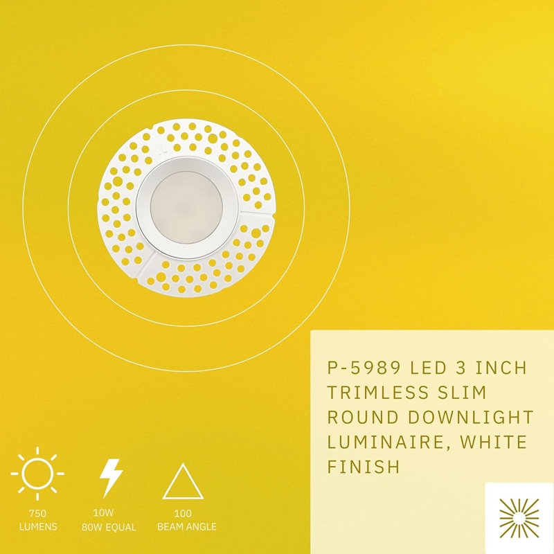 Perlglow 3 "sans rond rond blanc 10W 750 lumens 5cct mince