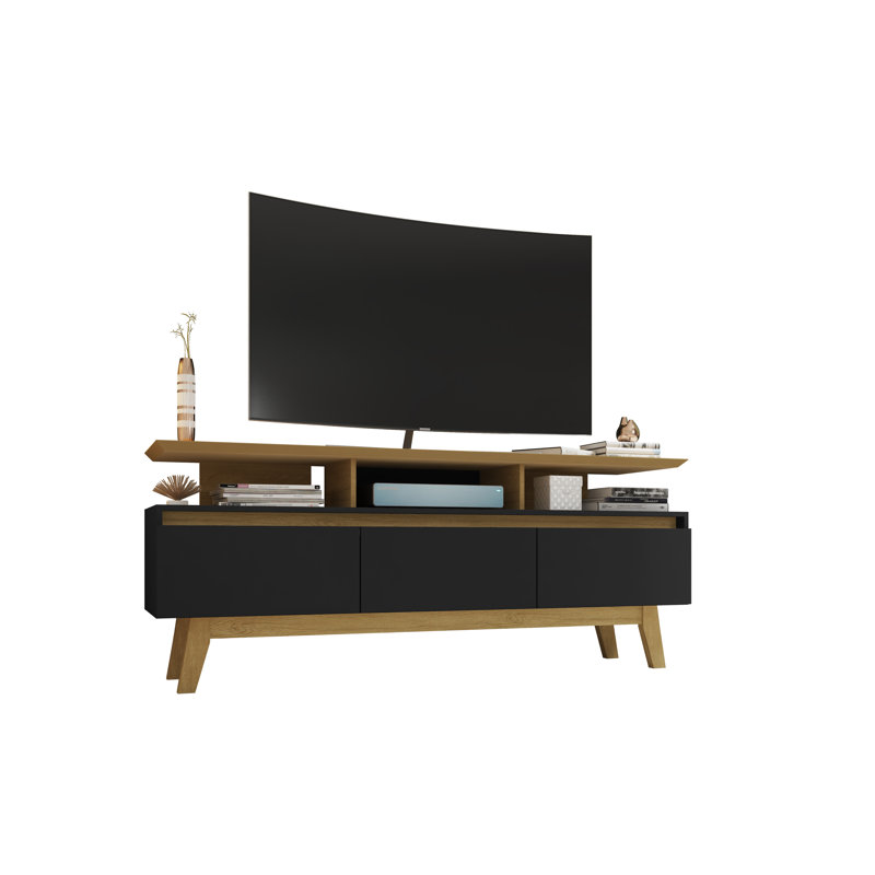 Mapleton TV Stand for TVs up to 70", Black/Cinnamon