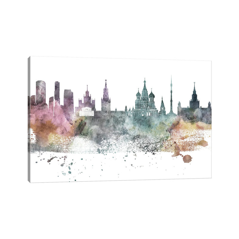 Moscow Pastel Skyline by WallDecorAddict - Wrapped Canvas Print, 152.5 cm H x 101.5 cm W