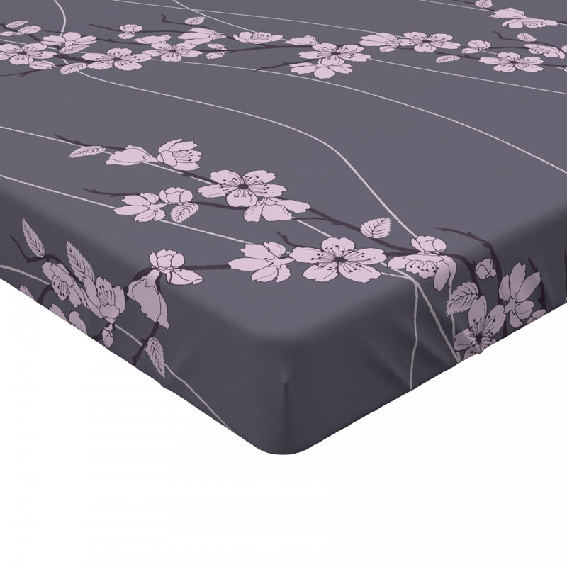 Microfiber Floral Fitted Sheet, Full Fitted Sheet, Purple Floral 2