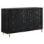 Stylish Black and Natural 5-Piece Eastern King Bedroom Set with Rattan Accents, Ample Storage, and Glam Details-637510888-637510889