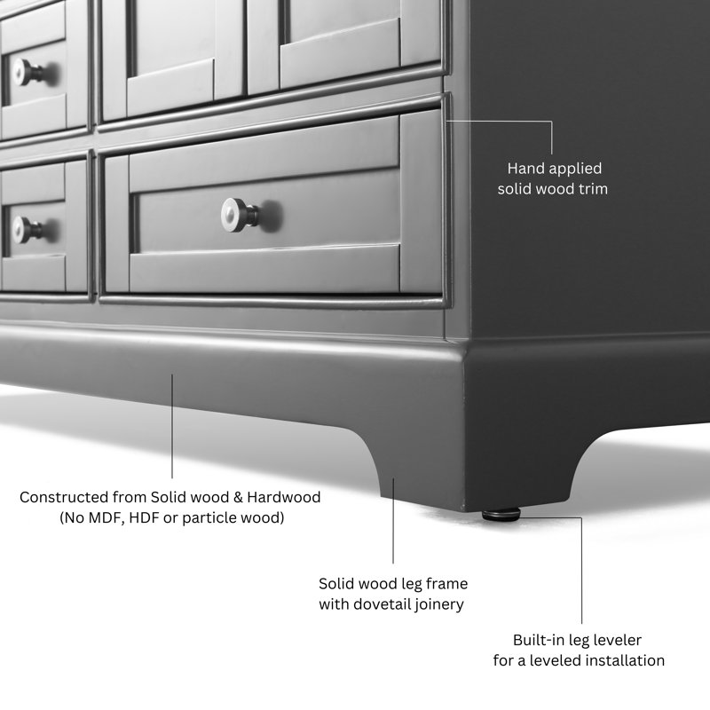Audrey 48'' W Single Vanity, Sapphire Gray/Brushed Nickel, Carrara White Marble