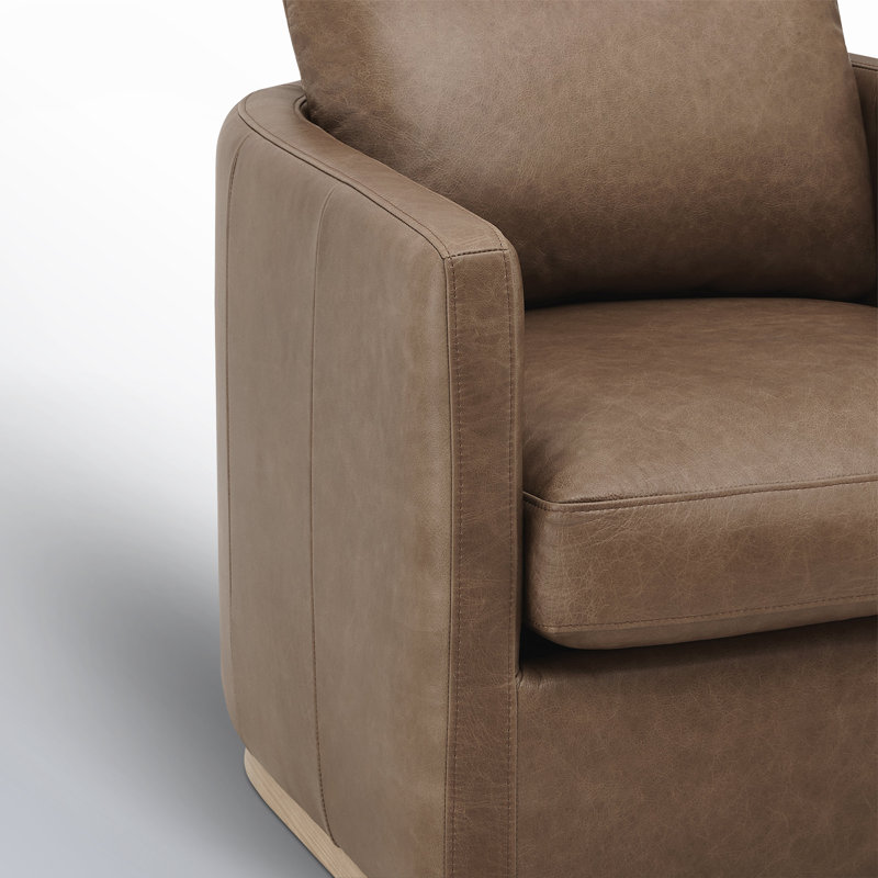 Bobbi Genuine Leather Swivel Armchair, Cuir fleur Marseille