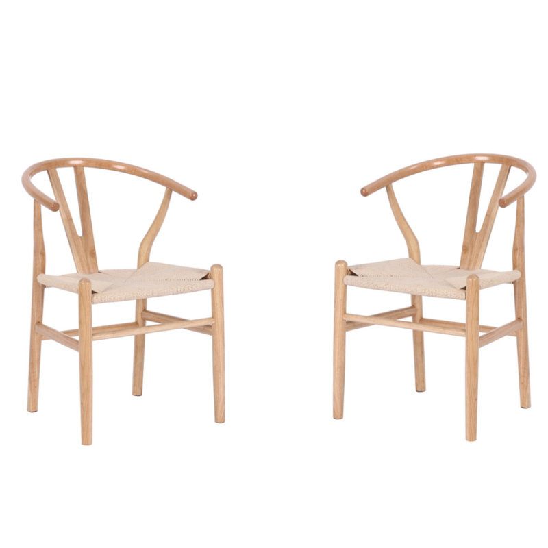 44cm H Side Chair, Beige/Oak Wood