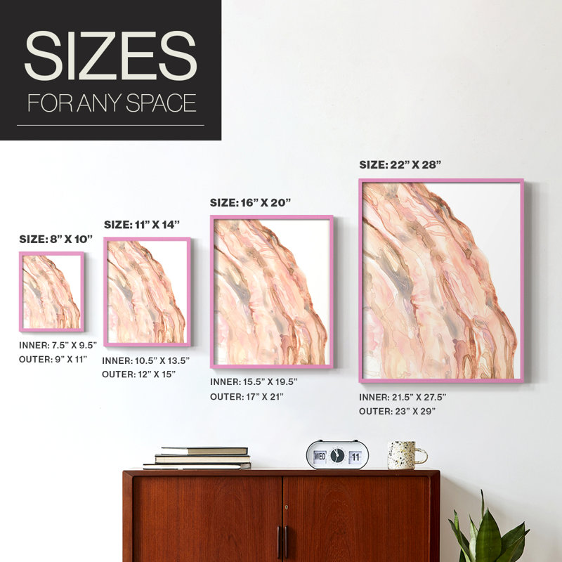 Rose Quartz I - impression encadrée de qualité supérieure - prête à être accrochée - aucun clou requis - aucun clou requis