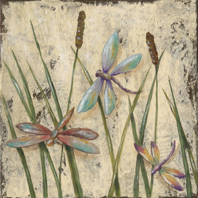 Dancing Dragonflies I By Jade Reynolds - Wrapped Canvas Painting Print