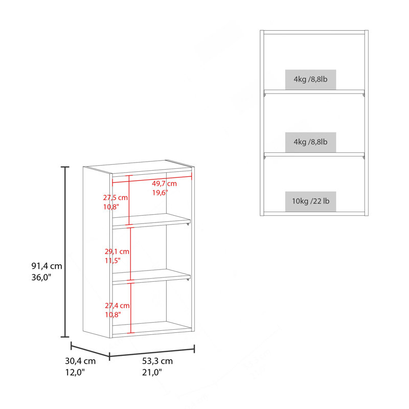 Wall Cabinet 36" H, 3 Shelves, Black, Black