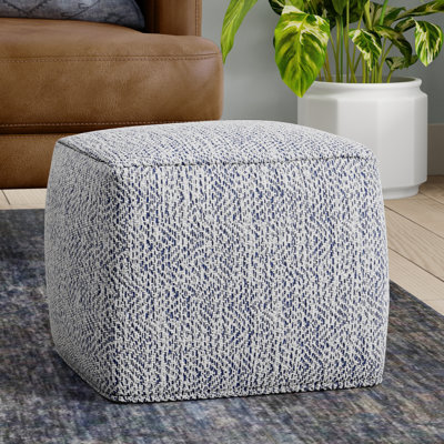 Nate 18"W Upholstered Cotton Square Pouf