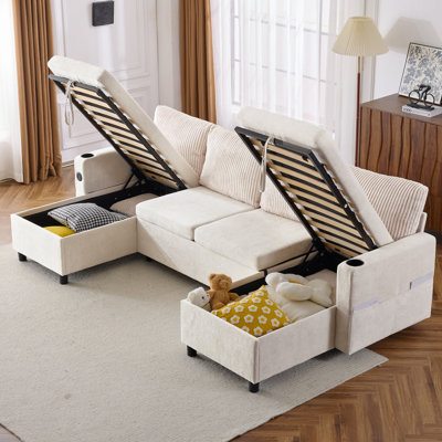 Canapé-lit modulaire polyvalent avec rangement de 111,8 po