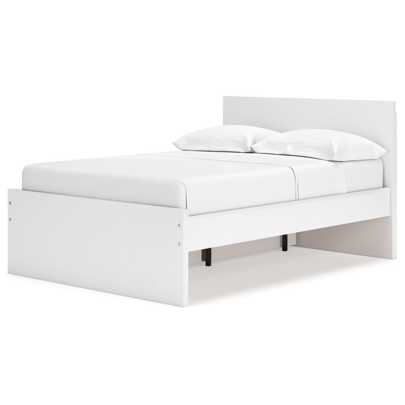 Dunagan Full Panel Platform Bed With 1 Side Storage, White, Full