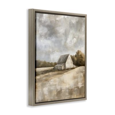 Cadre flottant Cloudy Farm Landscape, design par Petal Prints Design