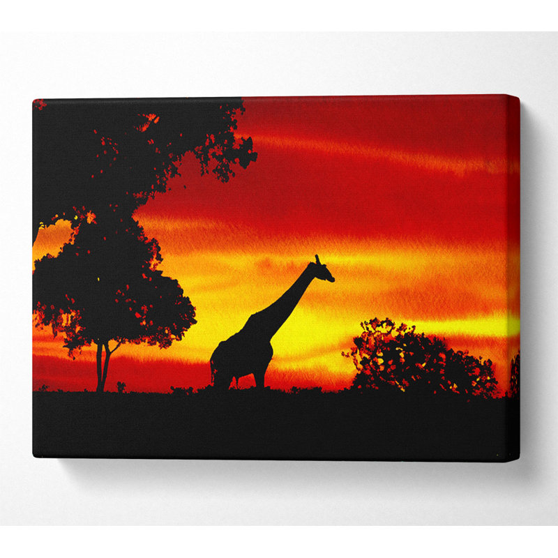 Giraffe At Dawn - Wrapped Canvas Print, 66cm H x 106.6cm W x 10cm D