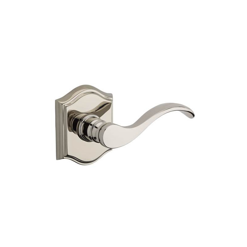 Curve Privacy Door Lever with Traditional Arch Rose, Polished Nickel