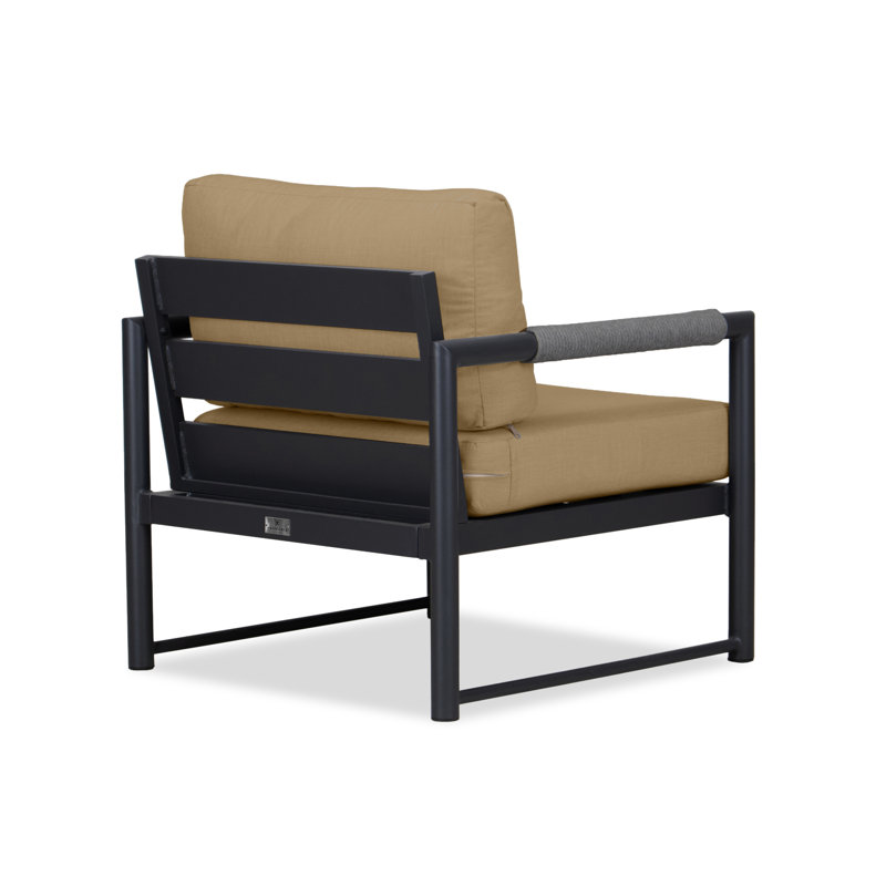 Alto Outdoor Lounge Chair, Spectrum Peacock Sunbrella® Plainweave, Black