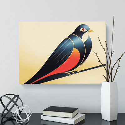 Dove Bird Deco Abstract - Wrapped Canvas