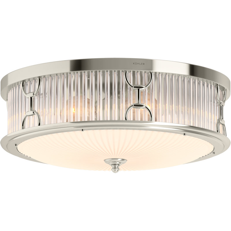 Terret Three-Light Flush-Mount, Polished Nickel
