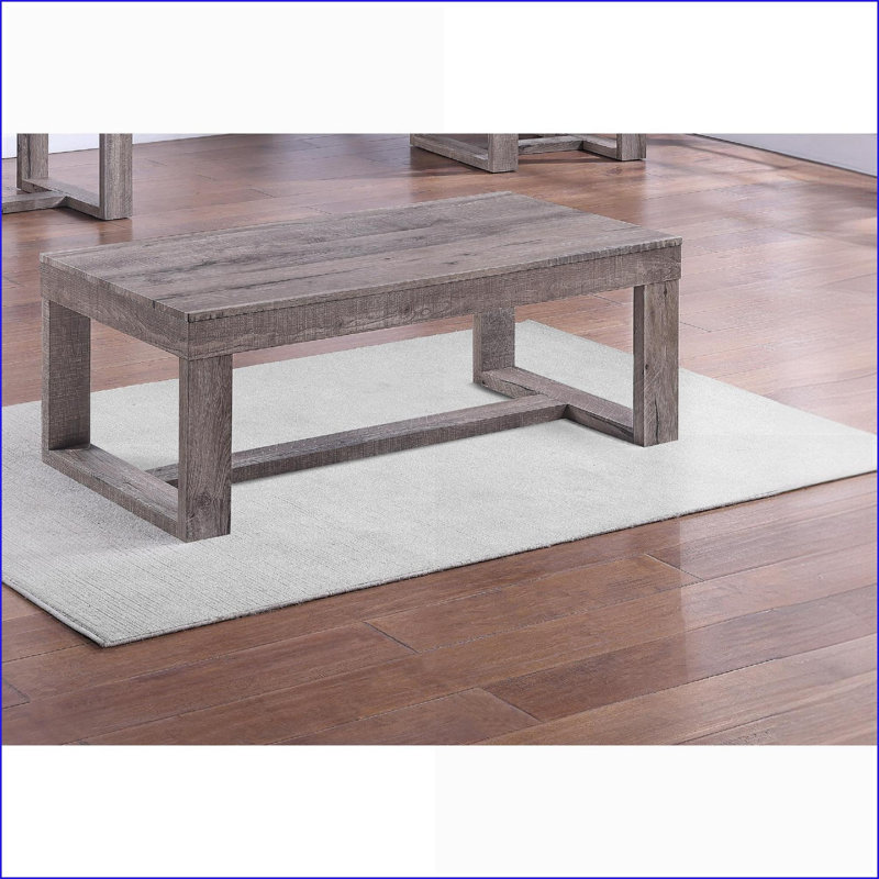 Contemporary Rustic Brown Gray Coffee Table for Living Room – Sturdy Double Pedestal Design