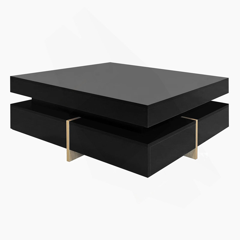 Table basse carrée multi-rangement, Noir