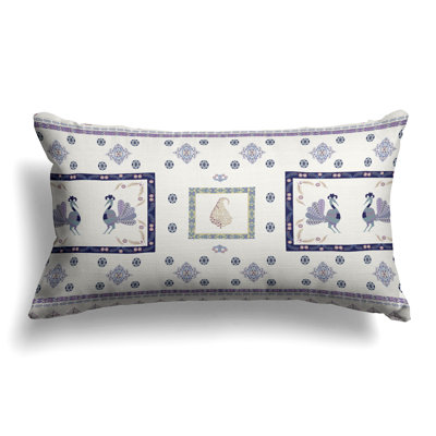 Wildflower Peacock  Rectangular Throw Pillow