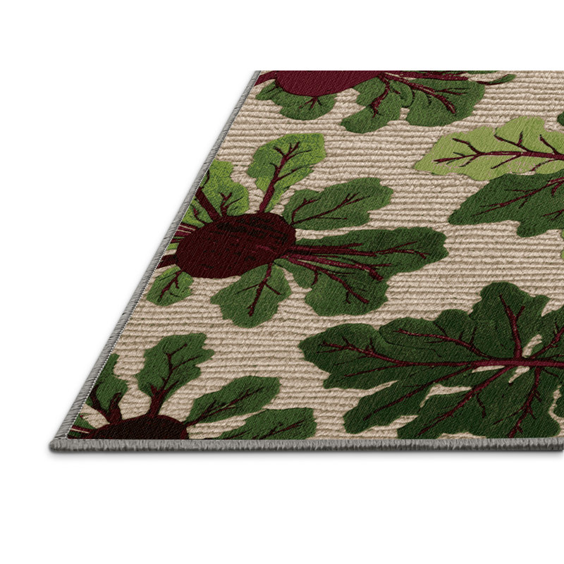 Washable Beet Microgreens Vegetables Area Rug, Round 7'