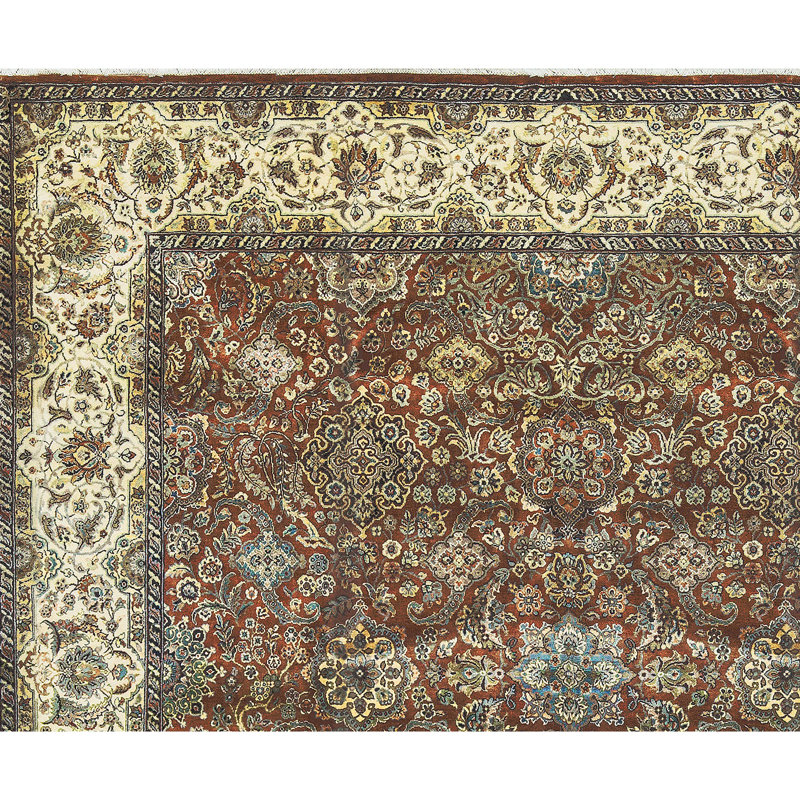 Tapis rouge et crème noué à la main de haute qualité