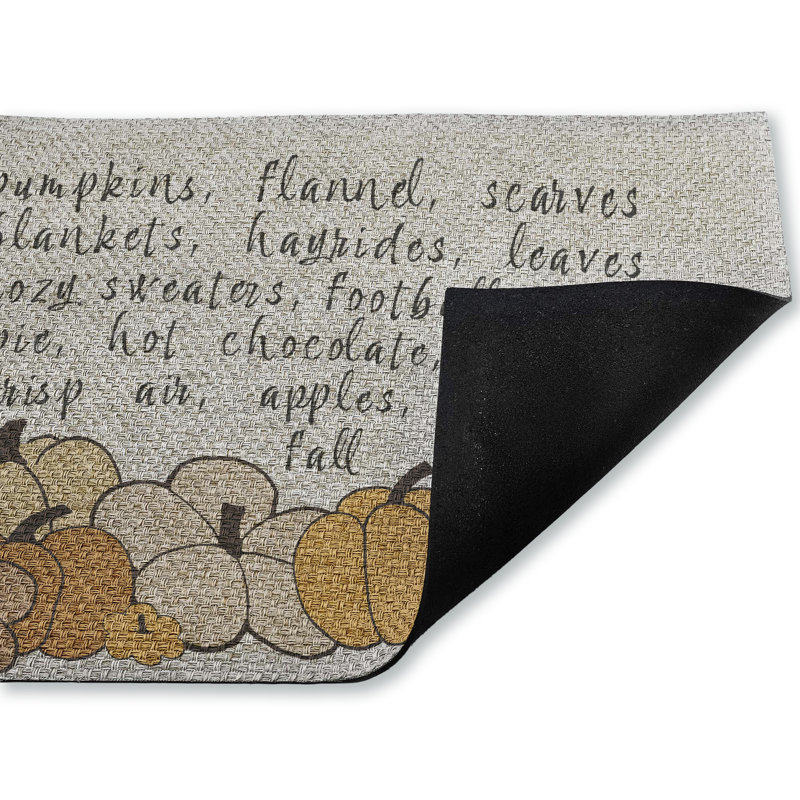 Fall Pumpkin Sentiment Outdoor Door Mat, design by Corinne Rose Designs, 18"x30"
