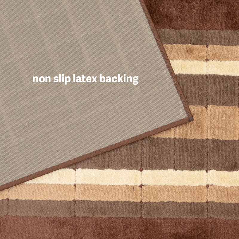 Tapis géométrique carré beige à poils longs antidérapant, Runner 2'6" x 43'