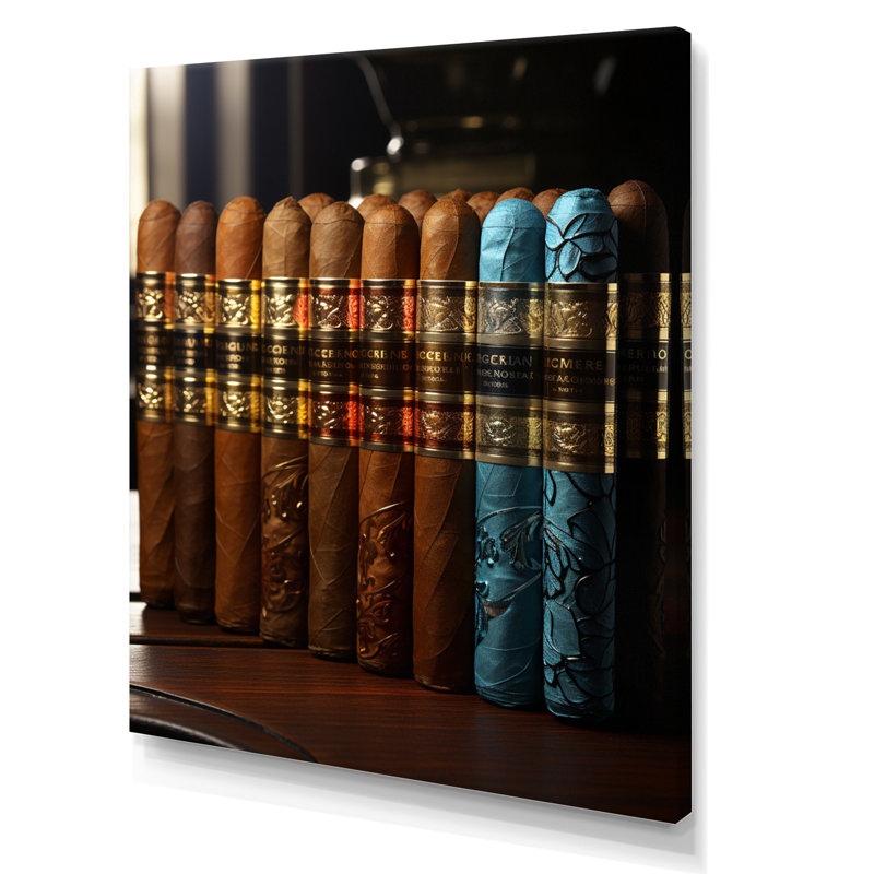 Carnanee Cuban Cigars Golden II sur toile, H 32 po x l 24 po x P 1 po, Toile tendue