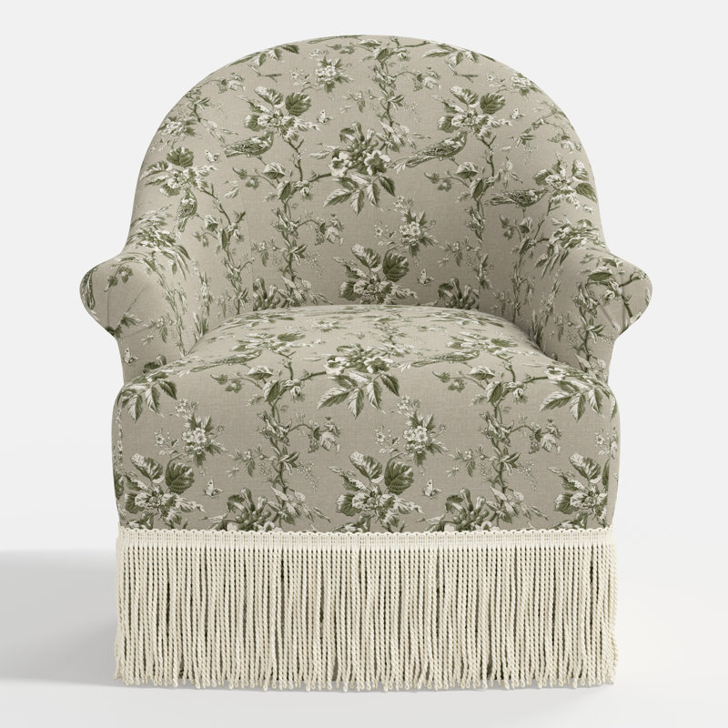 Marie Swivel Chair, Michigan Bird Toile Olive
