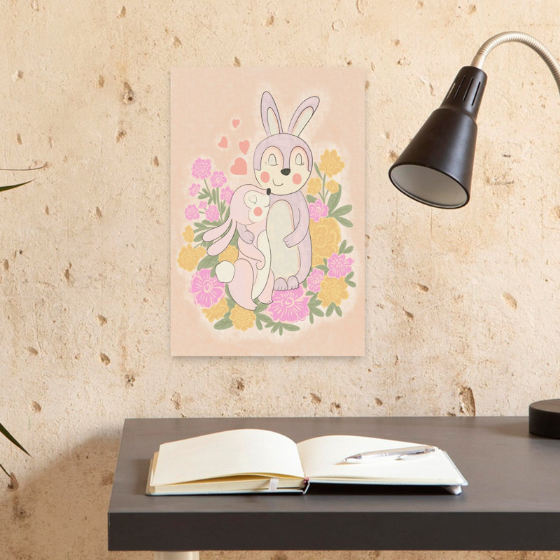 «Bunny's Mama Contemporary Rabbit Flower Forest», art mural, H 18 po x l 12 po